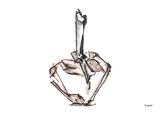 Parfum rose, inkt en aquarel, serie Parfume