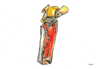 Parfum rood, inkt en aquarel, serie Parfume